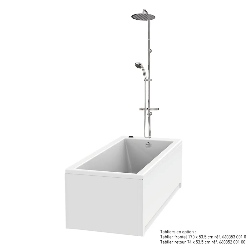 Baignoire Droite|Valentin Baignoire Embleme Comododo solo 170 x 75 cm sans tablier + Colonne de douche