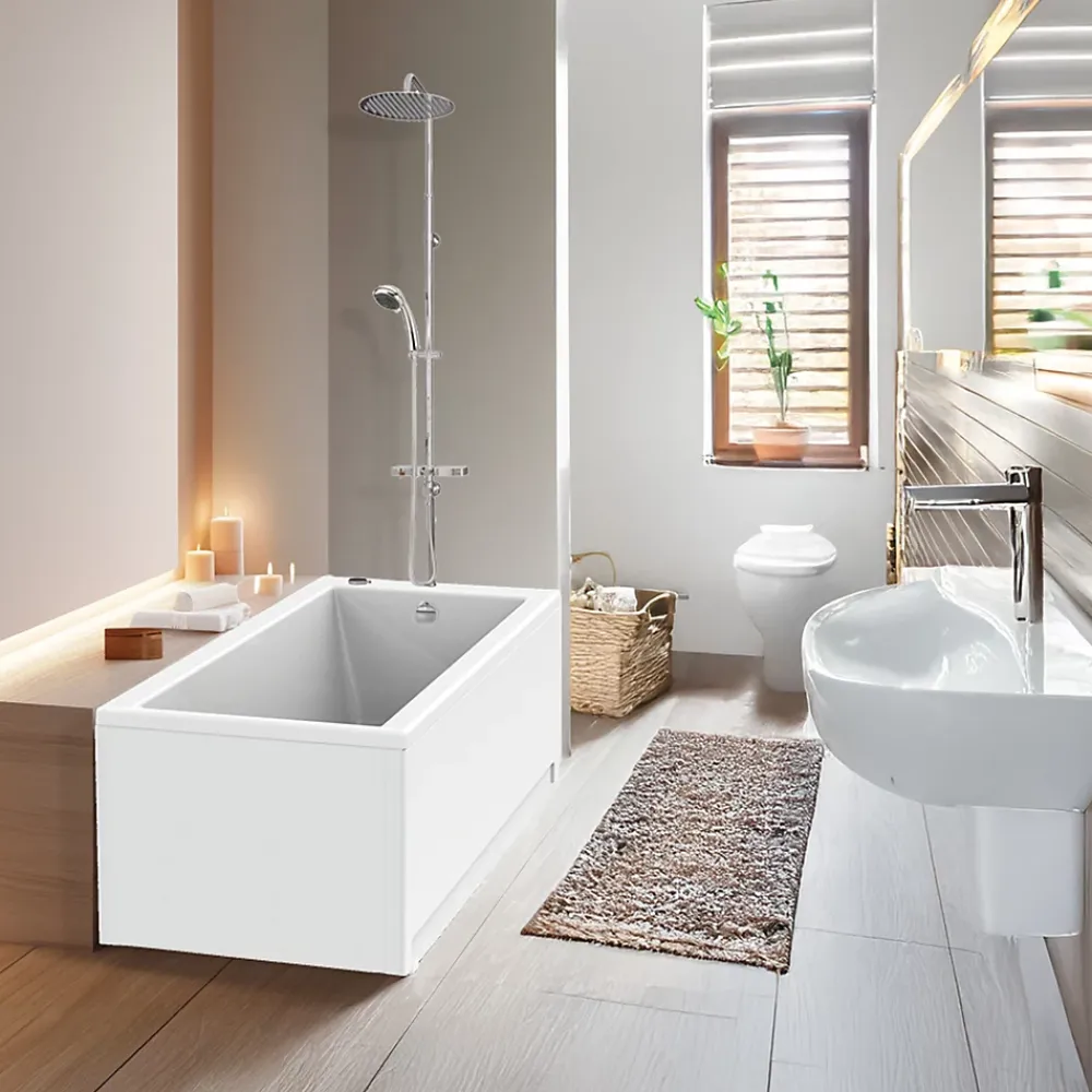 Baignoire Droite|Valentin Baignoire Embleme Comododo solo 170 x 75 cm sans tablier + Colonne de douche