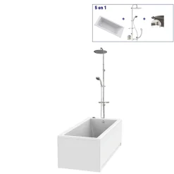 Baignoire Droite|Valentin Baignoire Embleme Comododo solo 170 x 75 cm sans tablier + Colonne de douche