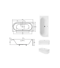 Azura Home Design Baignoire HILIO GAUCHE avec tablier - 160cm