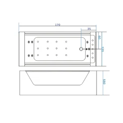 Baignoire Balnéo|Eliteshopping Baignoire hydromassage avec 2 verre panoramique 170 X 120 cm 8 jets Gemma