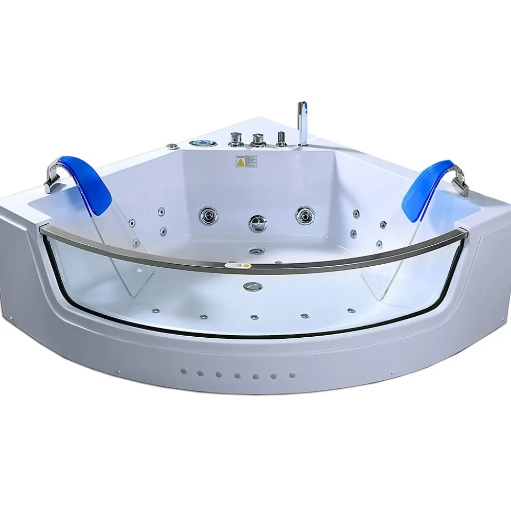 Baignoire Balnéo|Eliteshopping Baignoire hydromassage blanc pompe double 152 X 152 cm 19 jets Calliope
