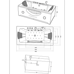 Baignoire Balnéo|Eliteshopping Baignoire hydromassage blanc Chromothérapie 180 X 90 cm 16 jets Eden