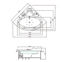 Eliteshopping Baignoire Hydromassage Chromotherapie 140 x140 cm avec chauffage et double pompe 20 jets Camelia