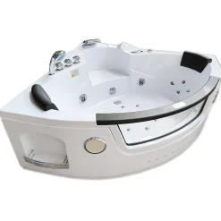 Baignoire Balnéo|Eliteshopping Baignoire Hydromassage Chromotherapie 140 x 140 cm double pompe 20 jets Camelia