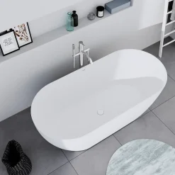 Duravit Baignoire ilot acrylique salle de bain, vidage et trop-plein, 2 parois, 2 places, 150x75x45cm, Garantie 5 ans, Blanc mat, DURAMUNA