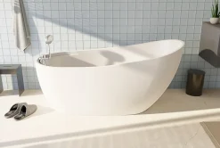 Sanitaire Baignoire ilot autoportante BALI 170x75 cm avec robinetterie intégrée