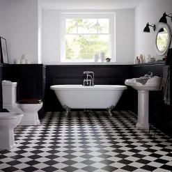 Planète Bain Baignoire ilot Charly blanche avec pieds patte d 'aigle chrome