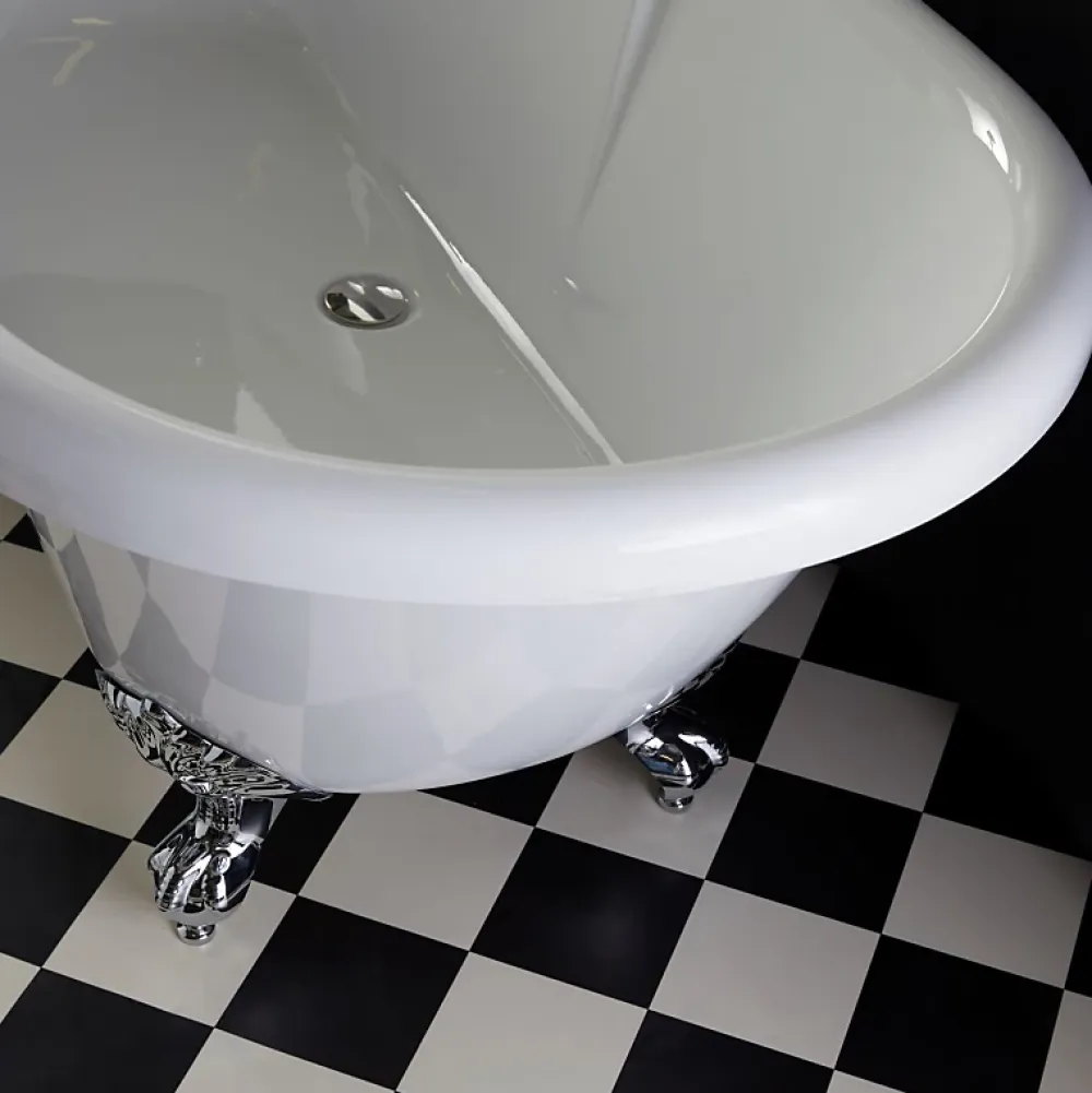 Planète Bain Baignoire ilot Charly blanche avec pieds patte d 'aigle chrome