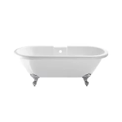Planète Bain Baignoire ilot Charly blanche avec pieds patte d 'aigle chrome