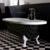 Planète Bain Baignoire ilot Charly ovale noire et blanche avec piétements blanc