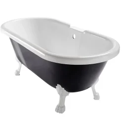 Planète Bain Baignoire ilot Charly ovale noire et blanche avec piétements blanc