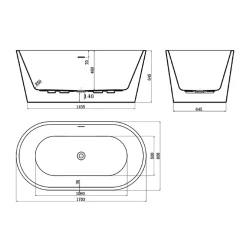 Planète Bain Baignoire ilot noir 170x80 Matte Black