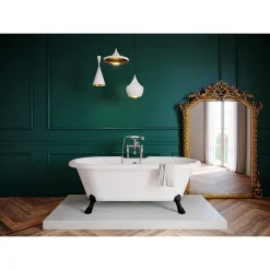 Baignoire Îlot|GoodHome Baignoire îlot 170 x 80 cm blanche + 4 pieds noirs, Emba