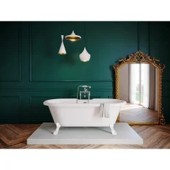 Baignoire Îlot|GoodHome Baignoire îlot 170 x 80 cm blanche + 4 pieds blancs, Emba