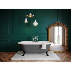 Baignoire Îlot|GoodHome Baignoire îlot 170 x 80 cm grise + 4 pieds noirs, Emba