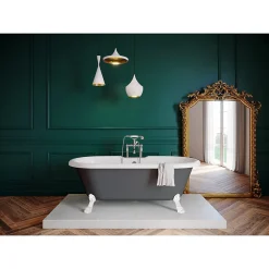 GoodHome Baignoire îlot 170 x 80 cm grise + 4 pieds blancs, Emba
