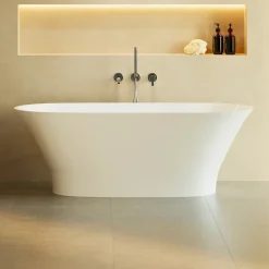 Baignoire Îlot|Lavaberg Baignoire îlot 157 x 69 x 55 cm Blanc Brillant en minéral composite - Mod. GLIT