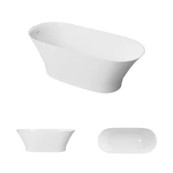 Baignoire Îlot|Lavaberg Baignoire îlot 157 x 69 x 55 cm Blanc Brillant en minéral composite - Mod. GLIT