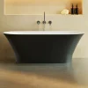 Lavaberg Baignoire îlot 157 x 69 x 55 cm Noir et Blanc Brillant en minéral composite - Mod. GLIT