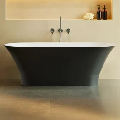 Lavaberg Baignoire îlot 157 x 69 x 55 cm Noir et Blanc Brillant en minéral composite - Mod. GLIT