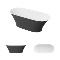 Lavaberg Baignoire îlot 157 x 69 x 55 cm Noir et Blanc Brillant en minéral composite - Mod. GLIT