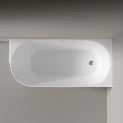 Baignoire D'Angle|Bernstein Baignoire îlot acrylique + siphon, vidage + trop plein, montage à droite 170x78x58cm, Garantie 5 ans, Blanc brillant, NOVA CORNER