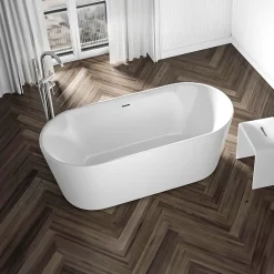 Baignoire Îlot|Bernstein Baignoire îlot acrylique design et moderne pour salle de bain, isolation thermique, Blanc, 170x75x58cm, Garantie 5 ans, MIO 2.0