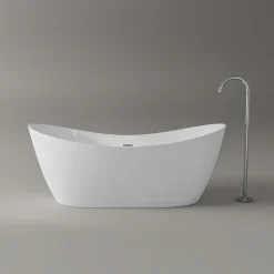 Bernstein Baignoire îlot Acrylique Design Moderne pour Salle de Bain avec Bonde et trop plein, Blanc, 170x80x68cm, Garantie 5 ans, SIENA 2.0