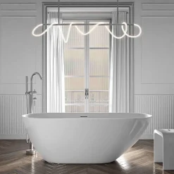 Baignoire Îlot|Bernstein Baignoire îlot Acrylique Oval Moderne pour Salle de Bain avec Bonde et trop plein, Blanc, 170x75x58cm, Garantie 5 ans, ROMA 2.0