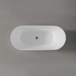 Baignoire Îlot|Bernstein Baignoire îlot Acrylique Oval Moderne pour Salle de Bain avec Bonde et trop plein, Blanc, 170x75x58cm, Garantie 5 ans, ROMA 2.0