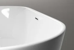 Bernstein Baignoire îlot Acrylique Ovale Moderne Salle de Bain avec Bonde- Blanc, 160x75x59cm, Garantie 5 ans, Bords épais, JAZZ PLUS 2.0