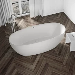 Baignoire Îlot|Bernstein Baignoire îlot Acrylique ovale 180x80x58cm Blanc mat + Bonde et trop plein - BELAQUA