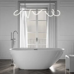 Bernstein Baignoire îlot Acrylique ovale 180x80x58cm Blanc brillant + Bonde et trop plein - ROMA PLUS 2.0