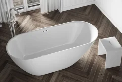 Bernstein Baignoire îlot Acrylique ovale 180x80x58cm Blanc brillant + Bonde et trop plein - ROMA PLUS 2.0