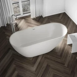 Bernstein Baignoire îlot Acrylique ovale design 180x80x58cm Blanc mat + Bonde et trop plein - ROMA 2.0