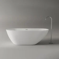 Bernstein Baignoire îlot Acrylique ovale design 180x80x58cm Blanc mat + Bonde et trop plein - ROMA 2.0