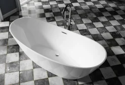 Baignoire Îlot|Bernstein Baignoire îlot Acrylique ovale 180x80x69cm + Bonde et trop plein - Blanc brillant - BELLAGIO 2.0