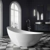 Baignoire Îlot|Bernstein Baignoire îlot acrylique ovale design 184x79x77cm Blanc mat + Bonde et trop plein - VICE 2.0