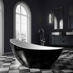 Baignoire Îlot|Bernstein Baignoire îlot acrylique ovale design 184x79x77cm Blanc mat + Bonde et trop plein - VICE 2.0