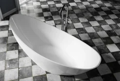 Baignoire Îlot|Bernstein Baignoire îlot acrylique ovale design 184x79x77cm Blanc mat + Bonde et trop plein - VICE 2.0