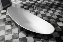 Bernstein Baignoire îlot acrylique ovale design 184x79x77cm Noir / Blanc mat + Bonde et trop plein - VICE 2.0