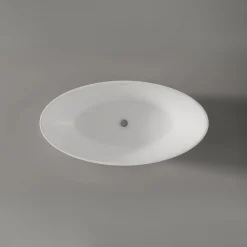 Baignoire Îlot|Bernstein Baignoire îlot Acrylique ovale 160x80x60cm Blanc brillant + Bonde et trop plein - TERRA 2.0