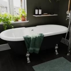 GoodHome Baignoire îlot adossée 170 x 80 cm noire, Emba