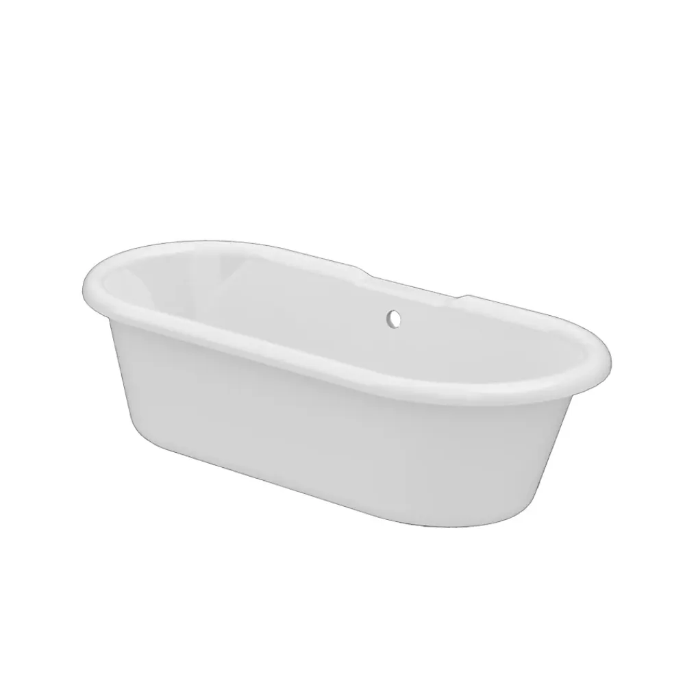 GoodHome Baignoire îlot adossée 170 x 80 cm blanche, Emba