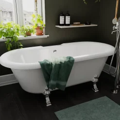 GoodHome Baignoire îlot adossée 170 x 80 cm blanche, Emba