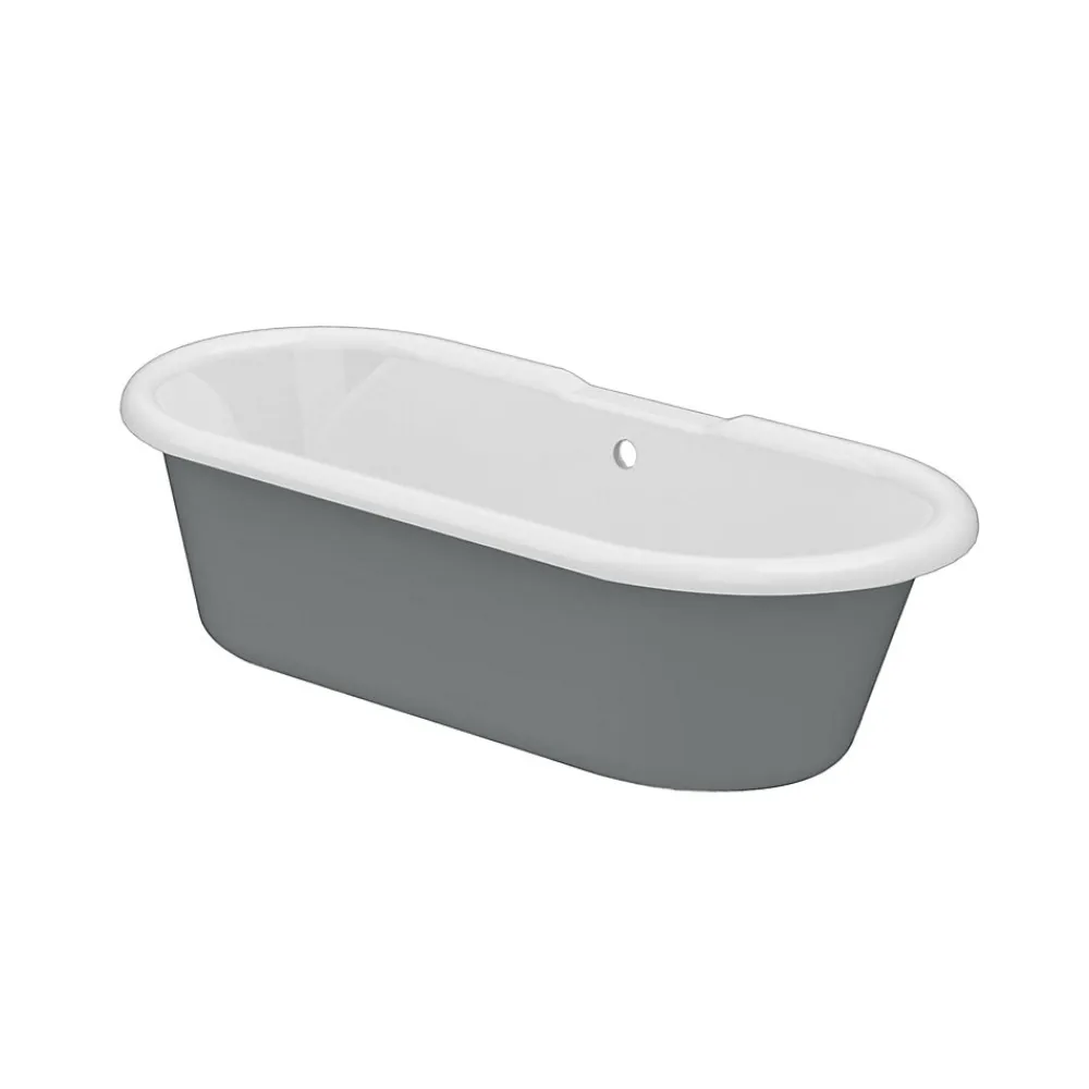 GoodHome Baignoire îlot adossée 170 x 80 cm grise, Emba