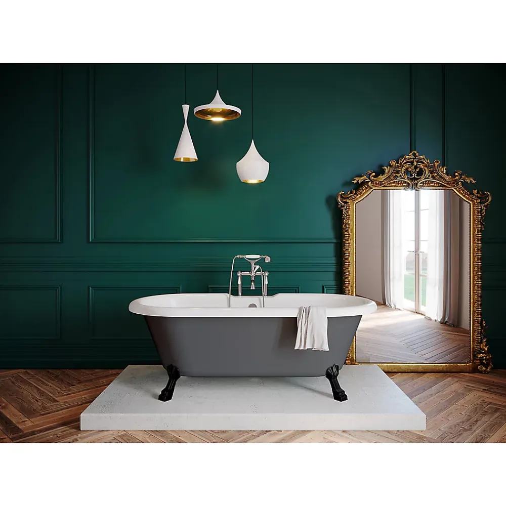 GoodHome Baignoire îlot adossée 170 x 80 cm grise, Emba
