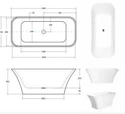 Baignoire Îlot|Azura Home Design Baignoire îlot ASSOS S-LINE 160 x 70 cm