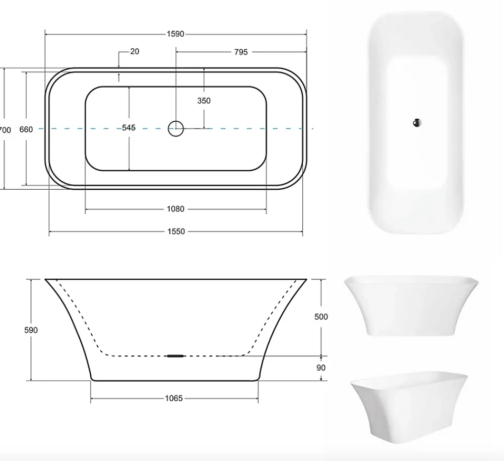 Baignoire Îlot|Azura Home Design Baignoire îlot ASSOS S-LINE 160 x 70 cm
